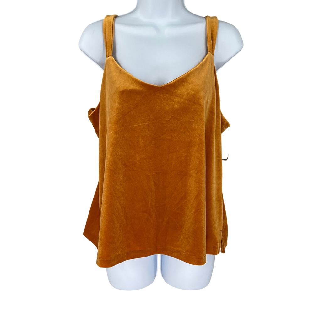 Old Navy Mustard Yellow Gold Velvet V-Neck Camisole Tank Top Womens Large NEW